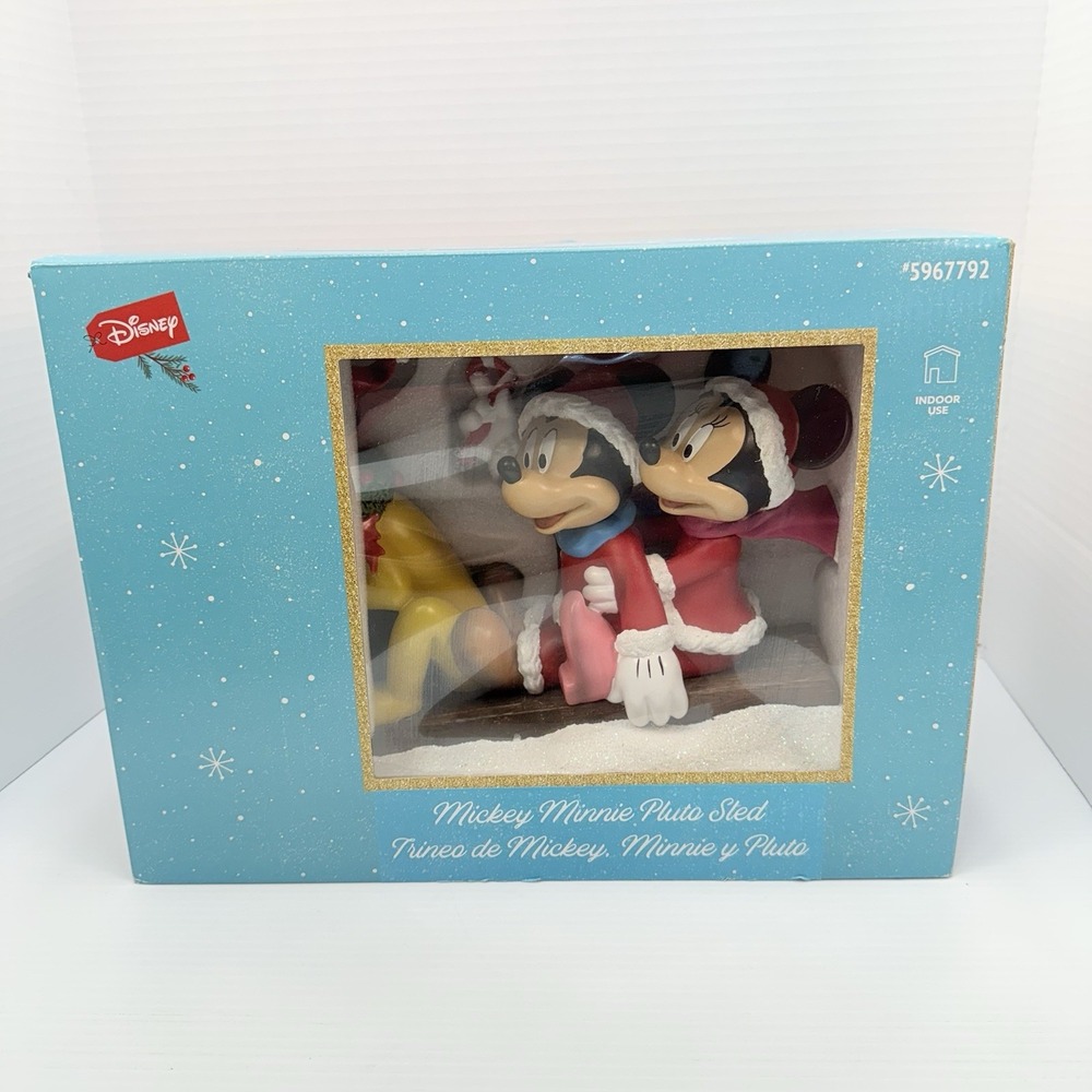 NEW Disney Mickey Minnie Pluto Christmas Sled 13" Holiday Table Decor 5967792‎